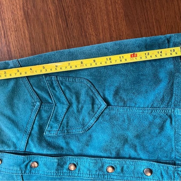 Blue 100% suede mini skirt - Picture 4 of 8